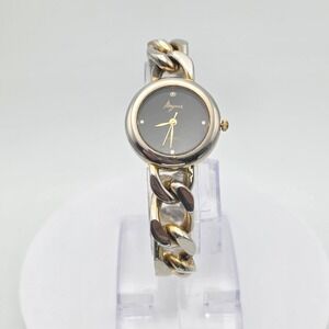 Vtg MARGAUX‎ Watch Women's Gold Plate Curb Link Chain Unique Lock 8" FREE $HIP!!